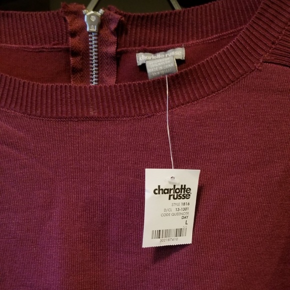 NWT- Maroon Zip Back Sweater - Picture 2 of 4